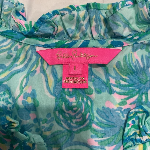 Lilly Pulitzer Tropical Print Ruffle Top - Picture 2 of 3